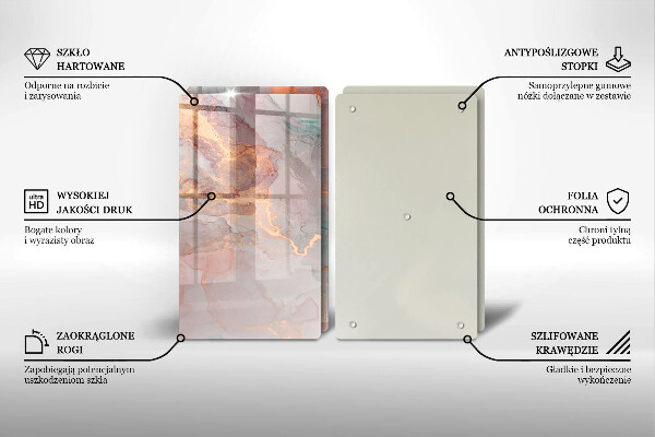 Steklena podloga za rezanje Marmor z zlatom