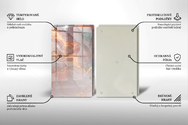 Steklena podloga za rezanje Marmor z zlatom
