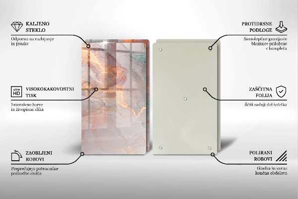 Steklena podloga za rezanje Marmor z zlatom