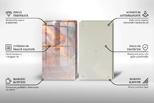 Steklena podloga za rezanje Marmor z zlatom