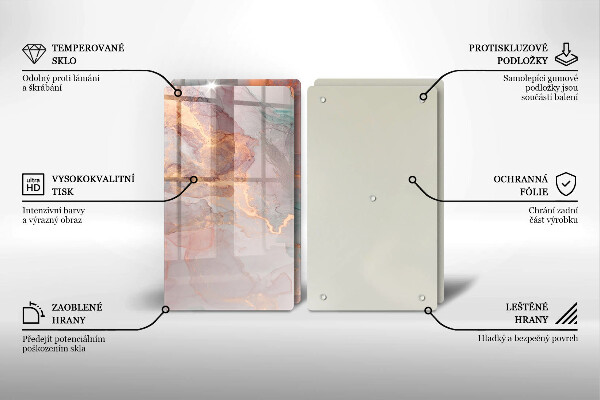 Steklena podloga za rezanje Marmor z zlatom