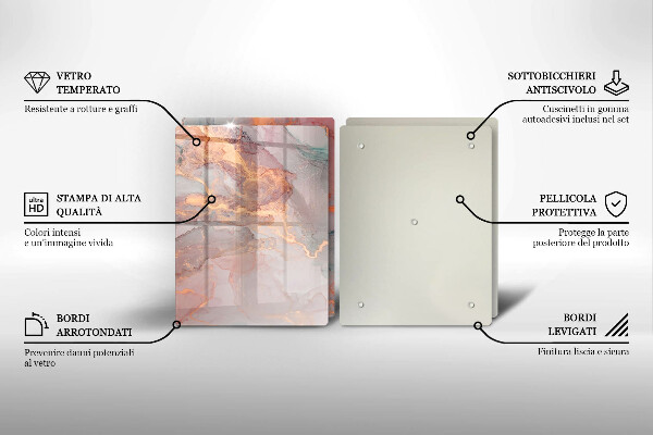 Steklena podloga za rezanje Marmor z zlatom