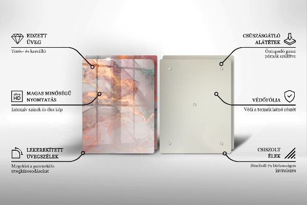 Steklena podloga za rezanje Marmor z zlatom