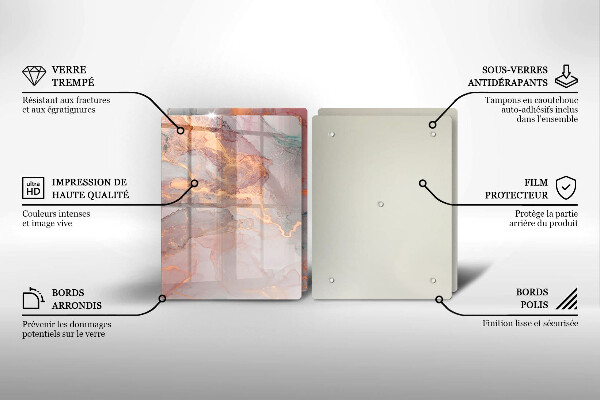 Steklena podloga za rezanje Marmor z zlatom