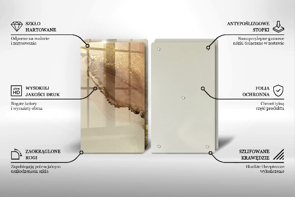 Steklena podloga za rezanje Zlata abstrakcija