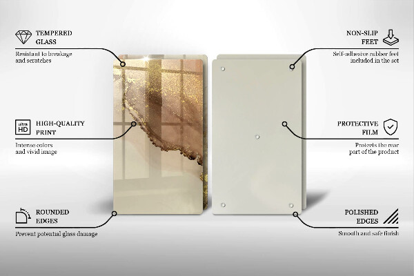 Steklena podloga za rezanje Zlata abstrakcija