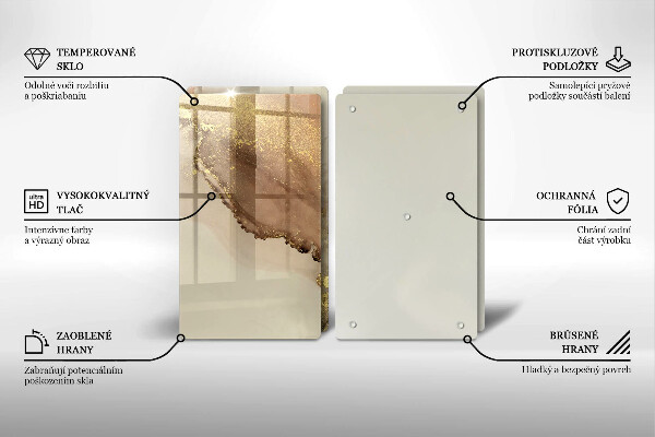 Steklena podloga za rezanje Zlata abstrakcija