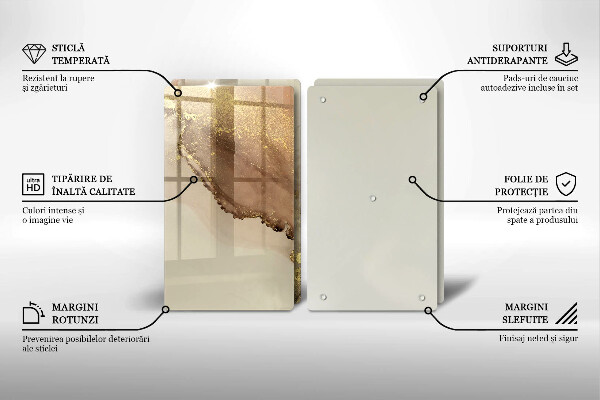 Steklena podloga za rezanje Zlata abstrakcija