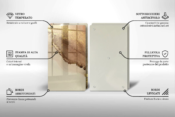 Steklena podloga za rezanje Zlata abstrakcija