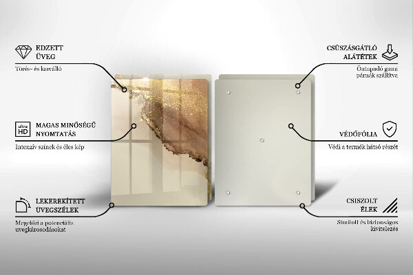Steklena podloga za rezanje Zlata abstrakcija