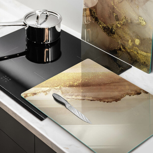 Steklena podloga za rezanje Zlata abstrakcija