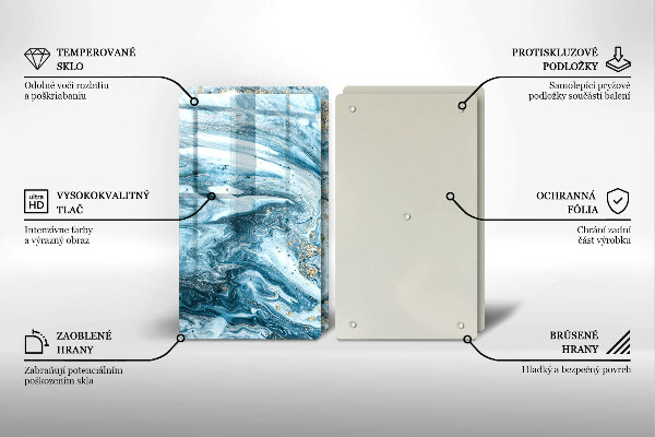 Steklena podloga za rezanje Struktura z zlatom