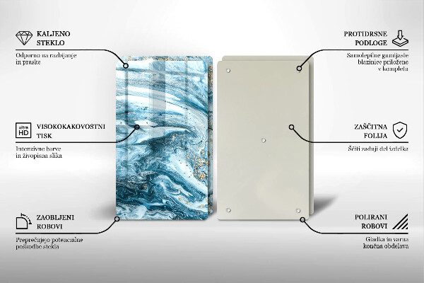 Steklena podloga za rezanje Struktura z zlatom