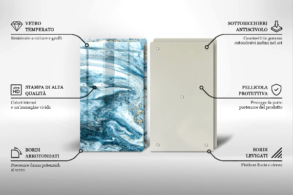 Steklena podloga za rezanje Struktura z zlatom