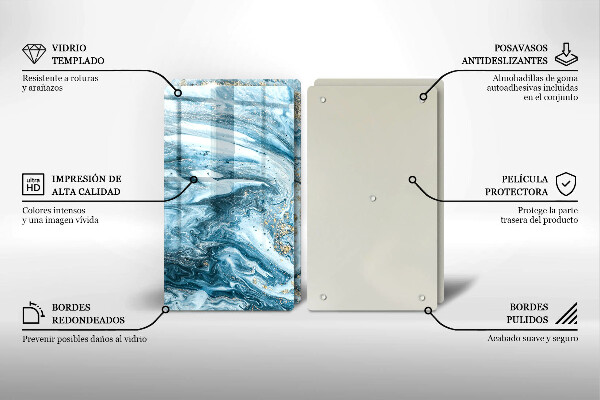 Steklena podloga za rezanje Struktura z zlatom