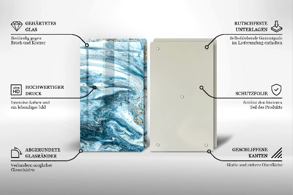 Steklena podloga za rezanje Struktura z zlatom