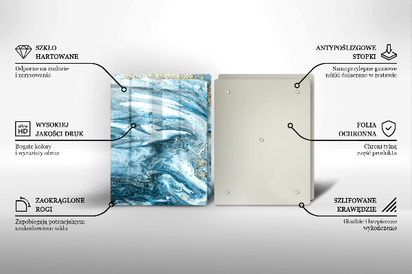Steklena podloga za rezanje Struktura z zlatom