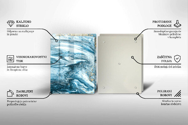 Steklena podloga za rezanje Struktura z zlatom