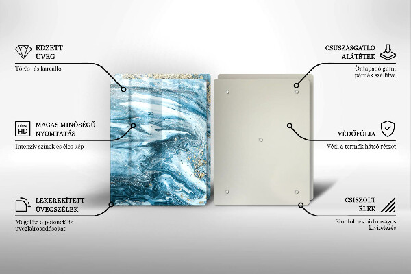 Steklena podloga za rezanje Struktura z zlatom