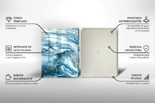 Steklena podloga za rezanje Struktura z zlatom