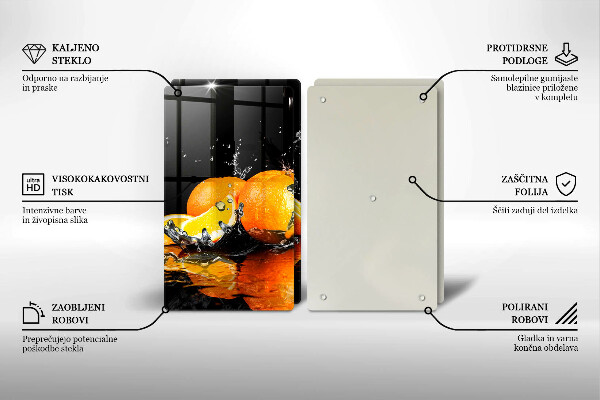Steklena podloga za rezanje Sočno oranžno sadje