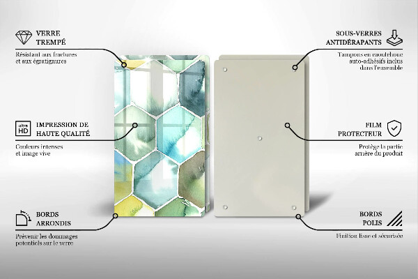 Steklena podloga za rezanje Akvarelni šesterokotniki