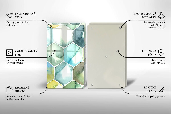 Steklena podloga za rezanje Akvarelni šesterokotniki