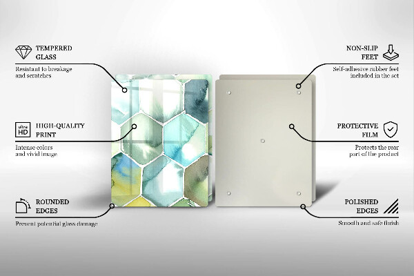 Steklena podloga za rezanje Akvarelni šesterokotniki