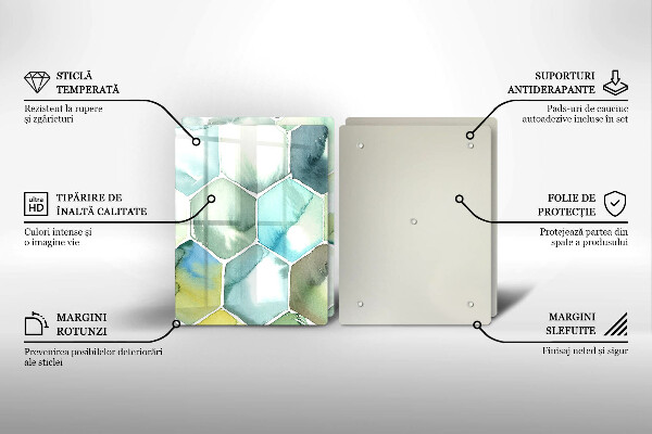 Steklena podloga za rezanje Akvarelni šesterokotniki