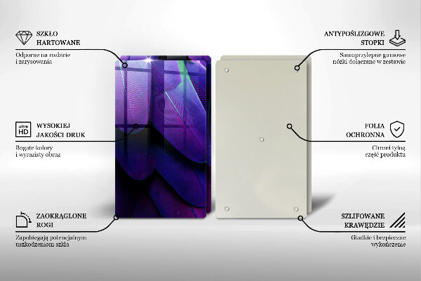 Steklena podloga za rezanje Neonsko perje