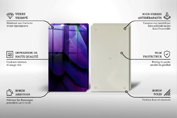 Steklena podloga za rezanje Neonsko perje