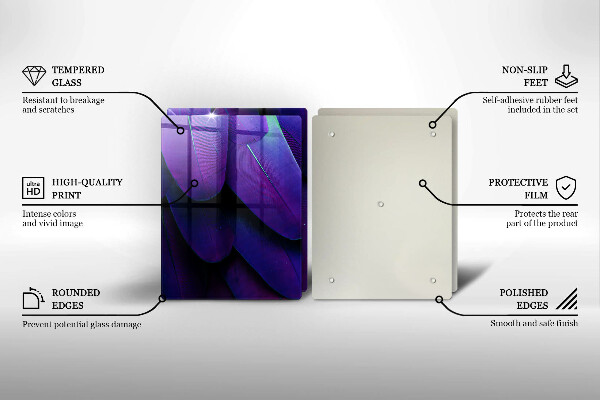 Steklena podloga za rezanje Neonsko perje