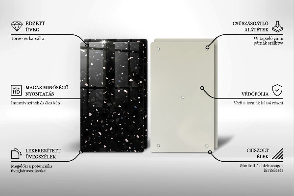 Steklena podloga za rezanje Temna kamenina