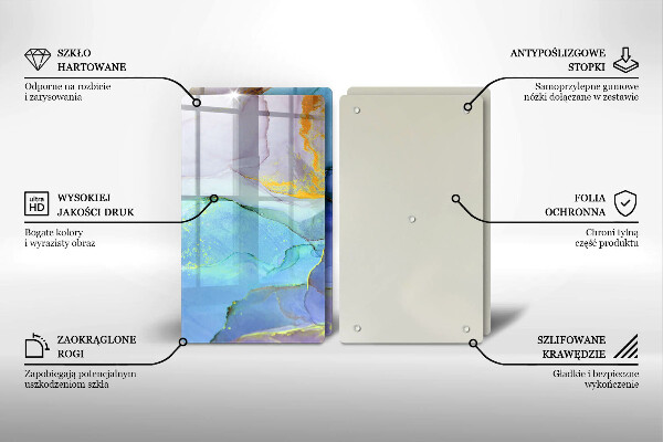 Steklena podloga za rezanje Razpokan zlati kamen
