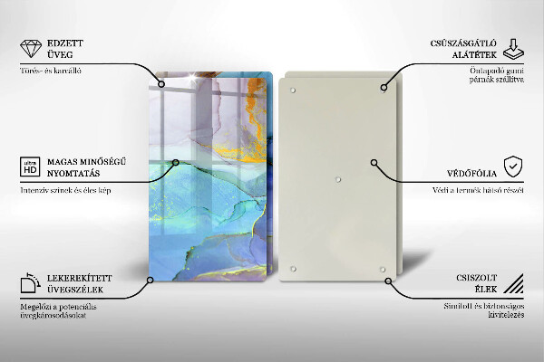 Steklena podloga za rezanje Razpokan zlati kamen