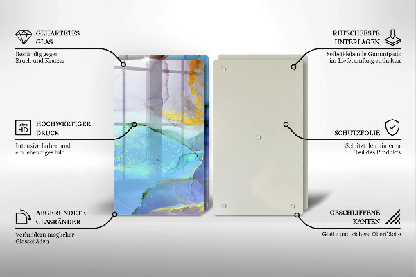 Steklena podloga za rezanje Razpokan zlati kamen