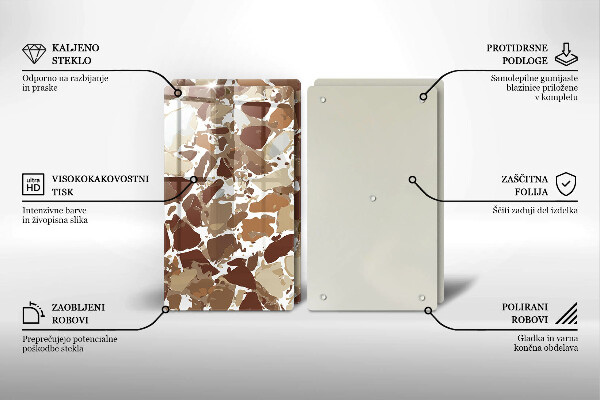 Steklena podloga za rezanje Kamnite dekorativne madeže