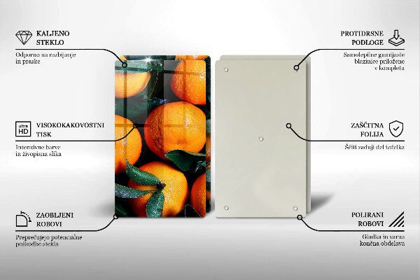 Steklena podloga za rezanje Oranžno sadje