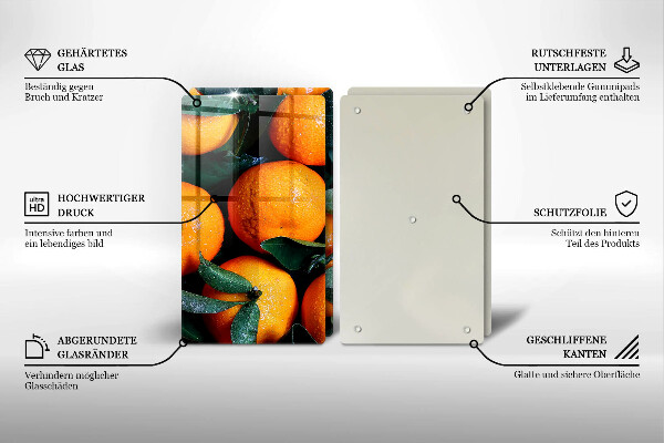 Steklena podloga za rezanje Oranžno sadje