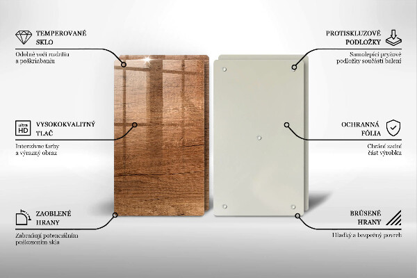 Steklena podloga za rezanje Tekstura lesa