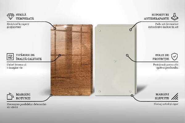 Steklena podloga za rezanje Tekstura lesa