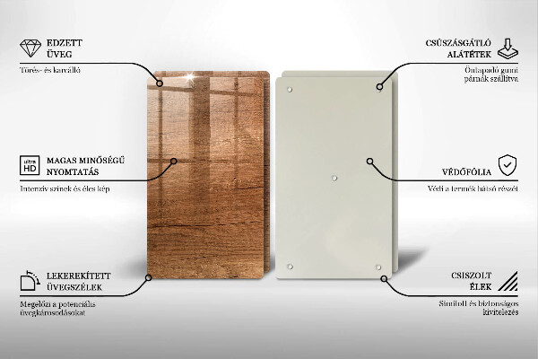 Steklena podloga za rezanje Tekstura lesa