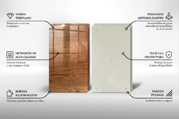 Steklena podloga za rezanje Tekstura lesa