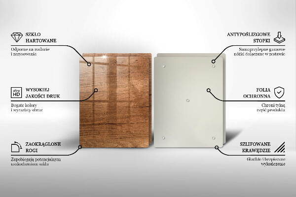 Steklena podloga za rezanje Tekstura lesa