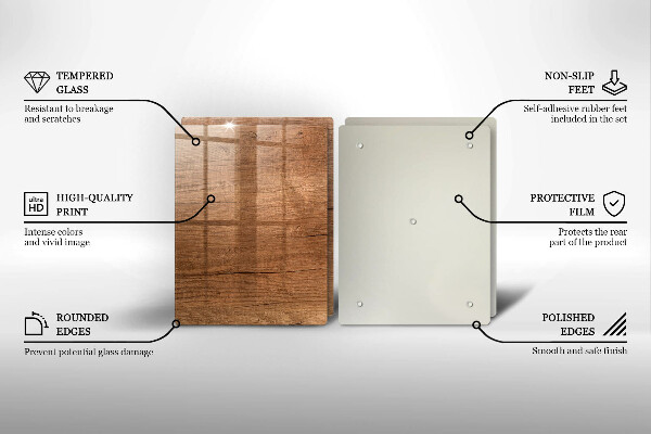 Steklena podloga za rezanje Tekstura lesa