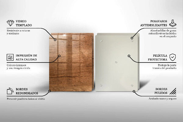 Steklena podloga za rezanje Tekstura lesa