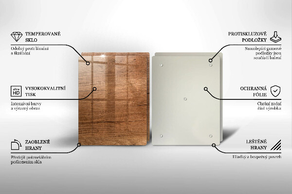 Steklena podloga za rezanje Tekstura lesa