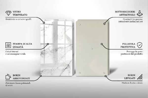 Steklena podloga za rezanje Elegantna tekstura marmorja
