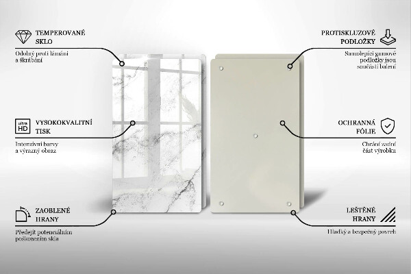 Steklena podloga za rezanje Elegantna tekstura marmorja