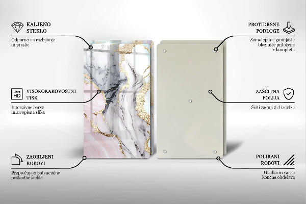 Steklena podloga za rezanje Pastelni marmor